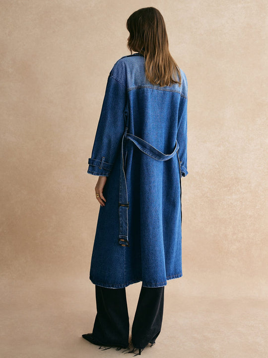 EB | Übergröße Denim Trenchcoat Trendig, Lässig & Zeitlos
