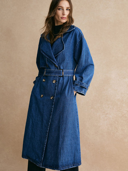 EB | Übergröße Denim Trenchcoat Trendig, Lässig & Zeitlos