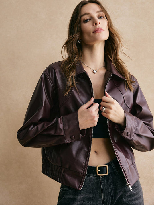 EB | Cropped Lederjacke Modern, Elegant & Zeitlos