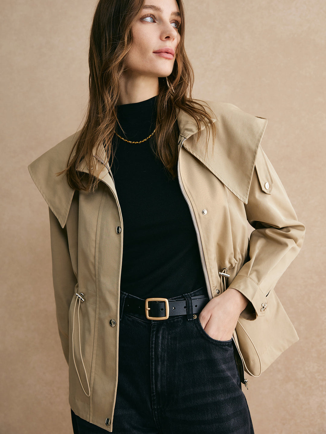 EB | Kurzer Trenchcoat mit verstellbarem Bund - Klassisch & Bequem