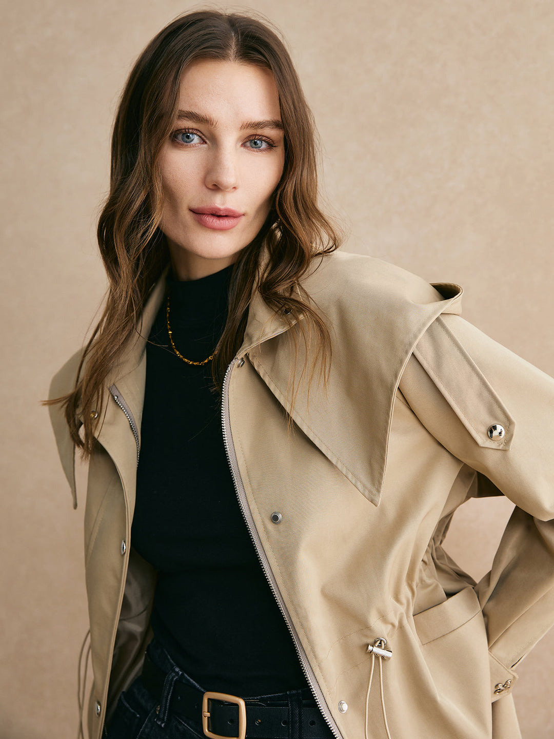 EB | Kurzer Trenchcoat mit verstellbarem Bund - Klassisch & Bequem