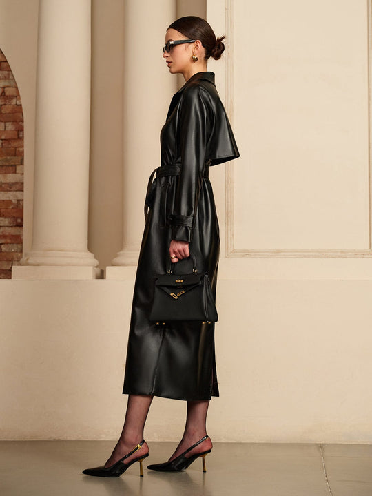 EB | Eleganter Leder Trenchcoat Luxus Trifft Auf Zeitlose Eleganz