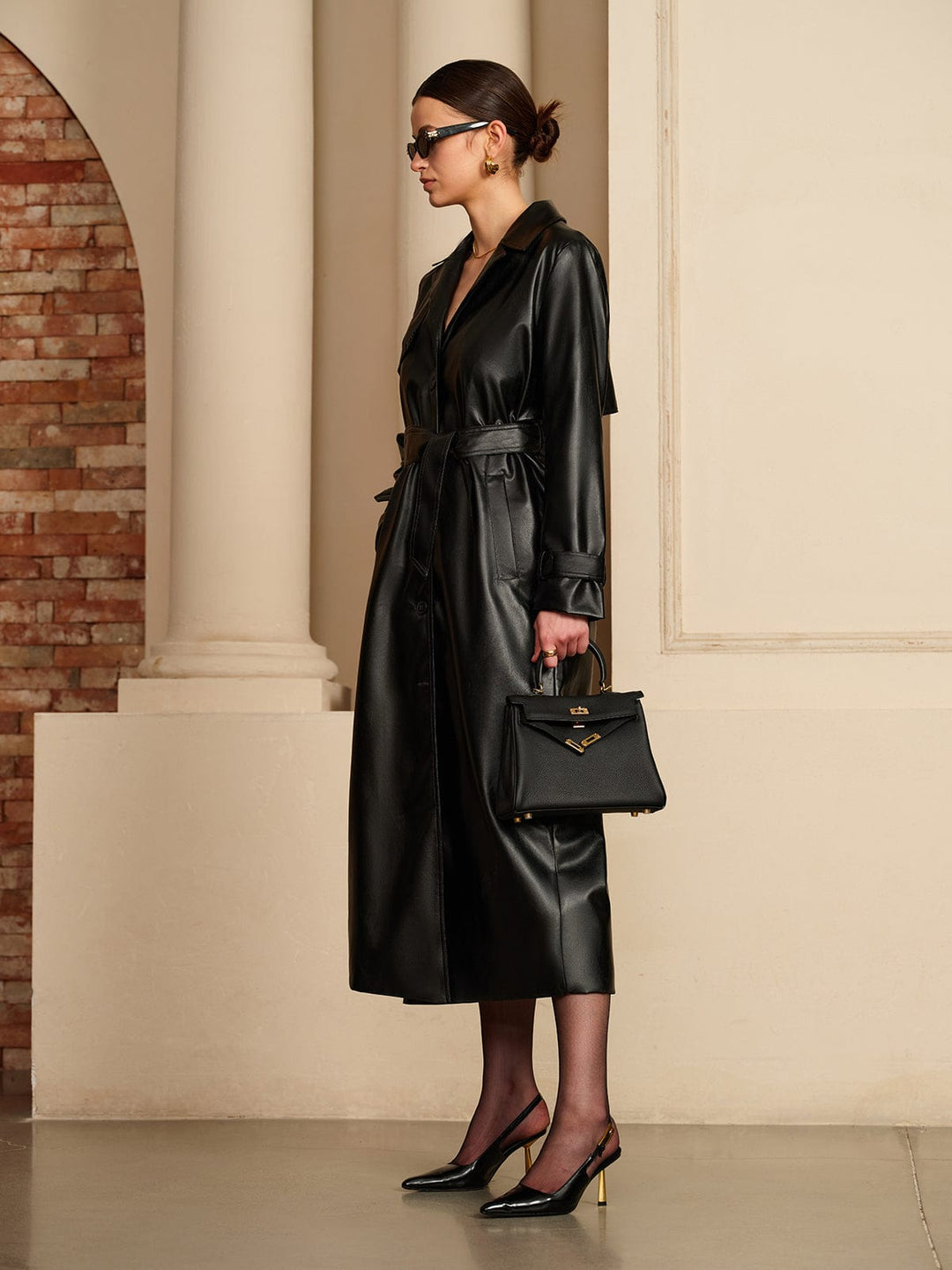 EB | Eleganter Leder Trenchcoat Luxus Trifft Auf Zeitlose Eleganz