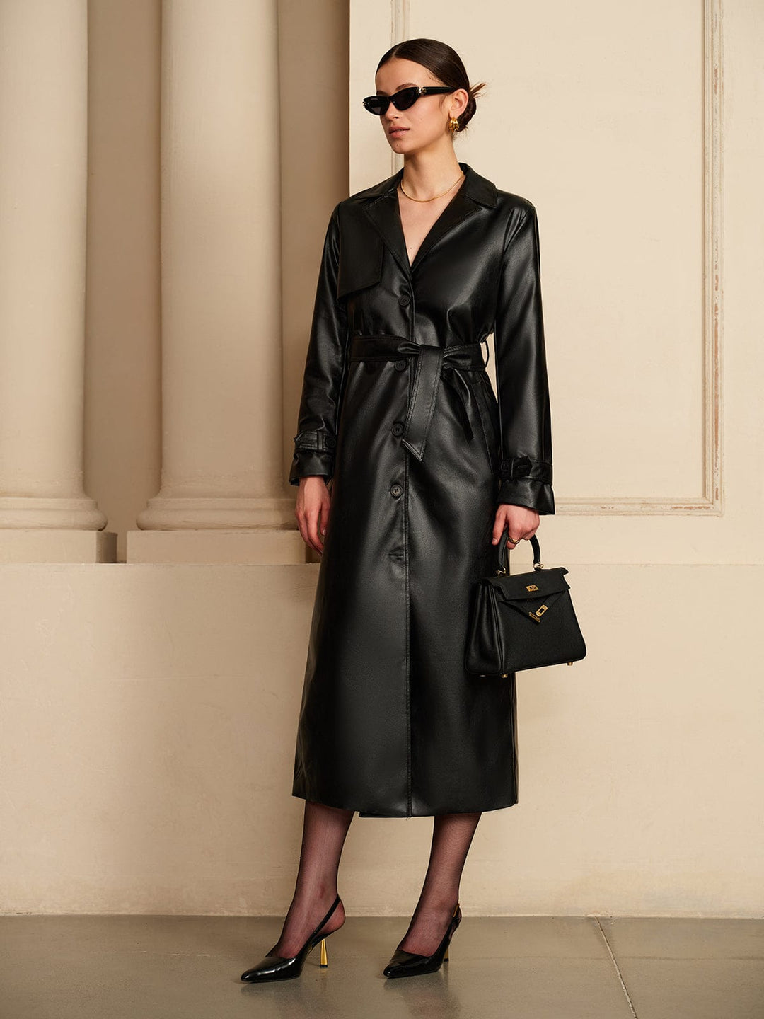 EB | Eleganter Leder Trenchcoat Luxus Trifft Auf Zeitlose Eleganz