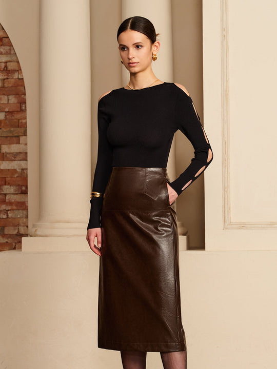 EB | Strickbluse Cut-out Ärmel Elegante Passform