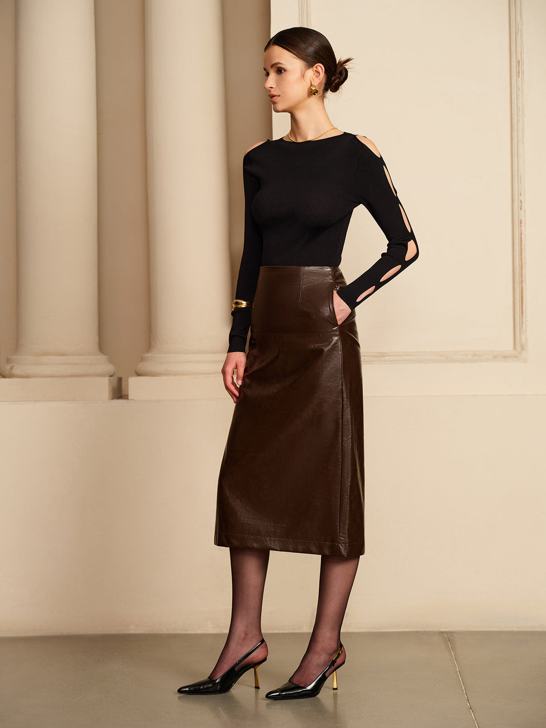 EB | Strickbluse Cut-out Ärmel Elegante Passform