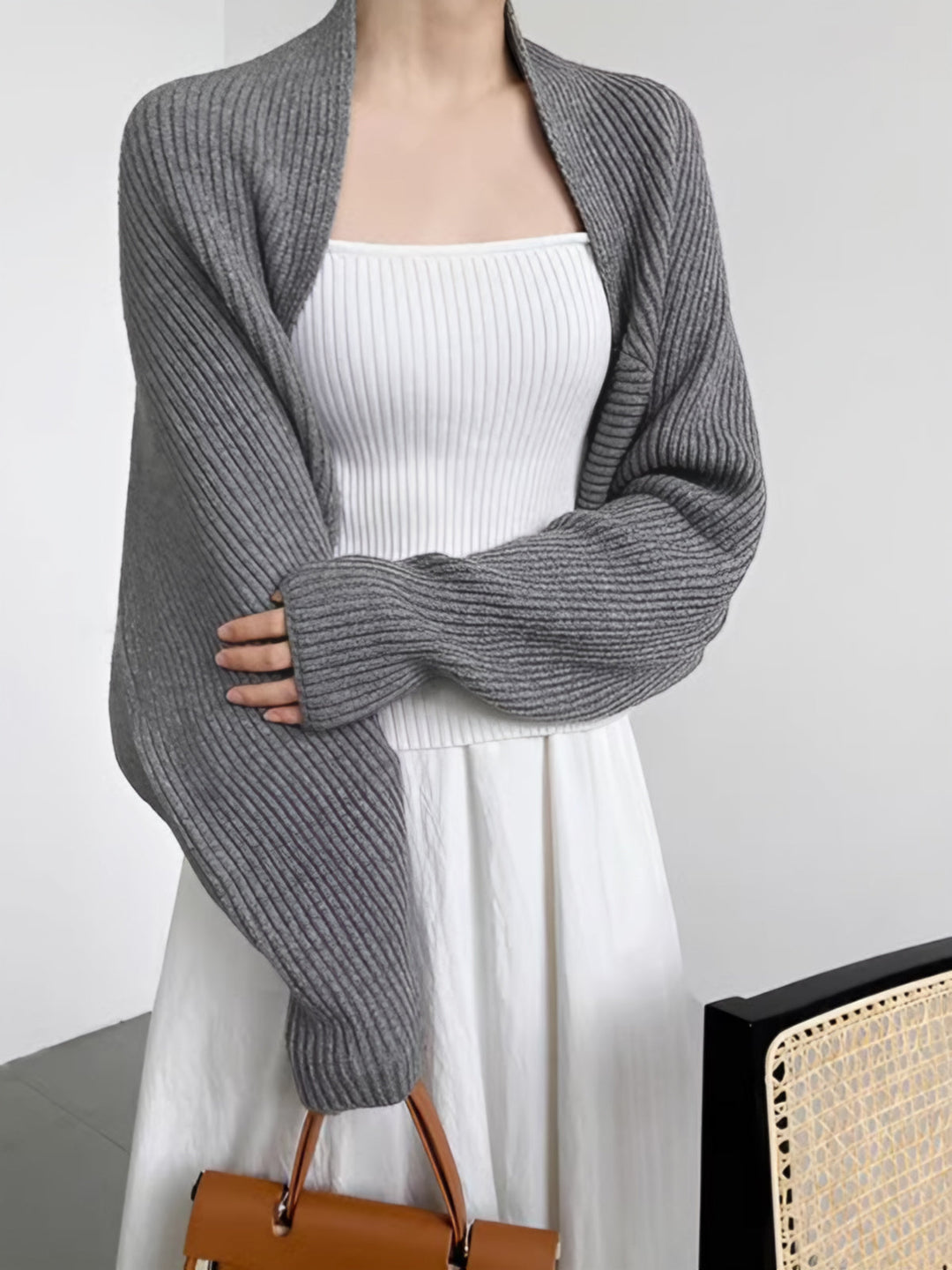 EB | Strick Bolero mit Langen Ärmeln Weich und Modern Perfekt für Layering