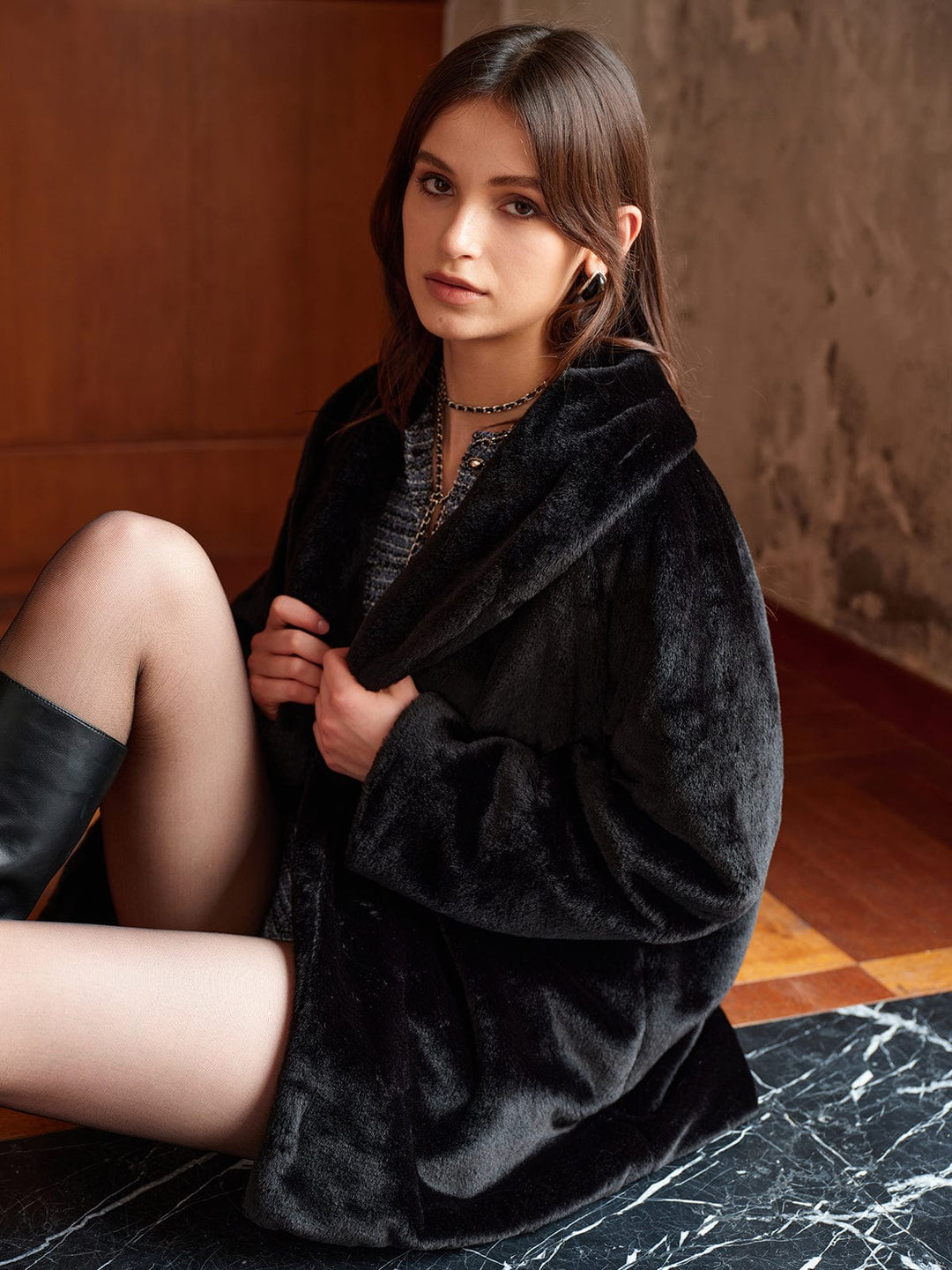 EB | Lange Kunstfelljacke Eleganz für Den Winter