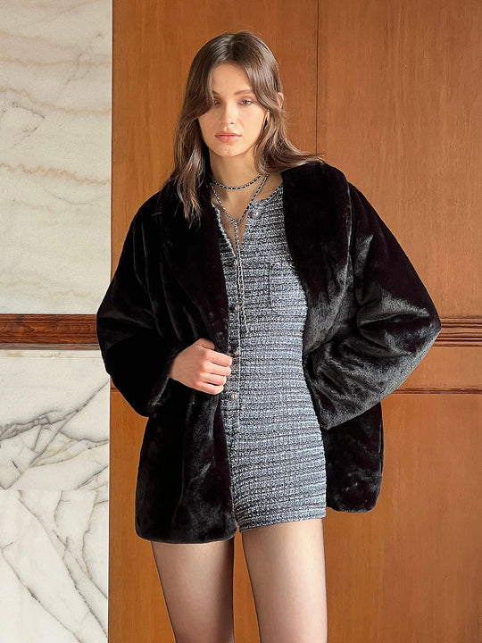 EB | Lange Kunstfelljacke Eleganz für Den Winter