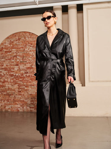 EB | Eleganter Leder Trenchcoat Luxus Trifft Auf Zeitlose Eleganz
