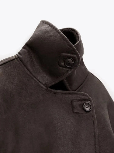 EB | Revers Kunstleder Warme Jacke