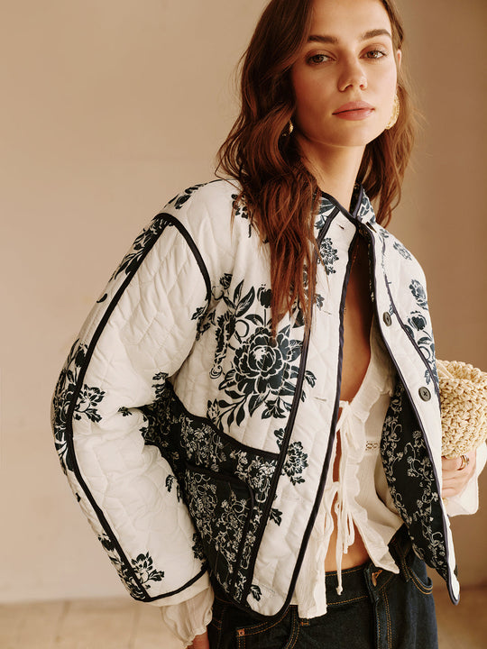 EB | Bedruckte Piping Gemütliche Jacke