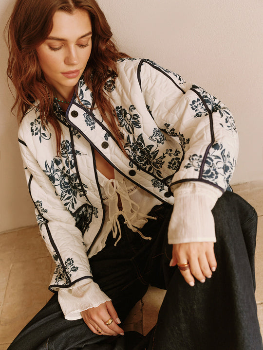 EB | Bedruckte Piping Gemütliche Jacke