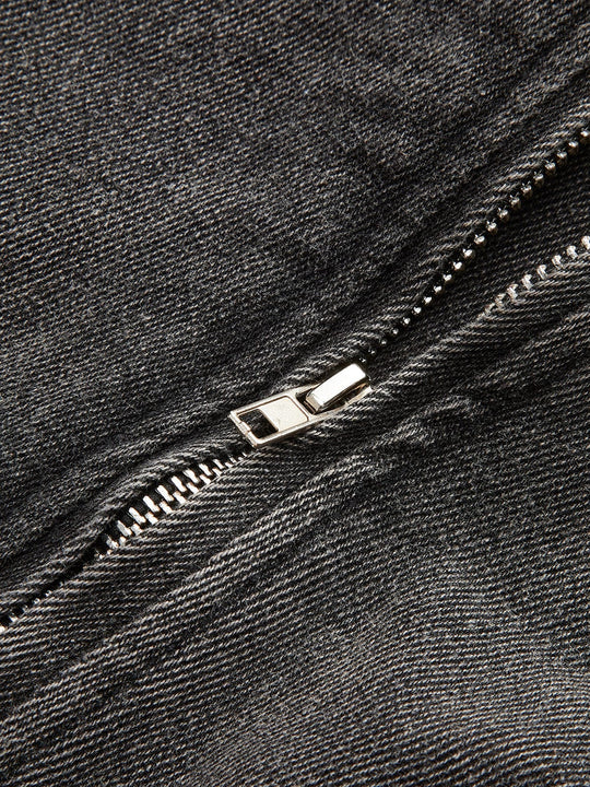 EB | Schwarze Cropped Bikerjacke Aus Denim für Den Ultimativen Rock Chic Look
