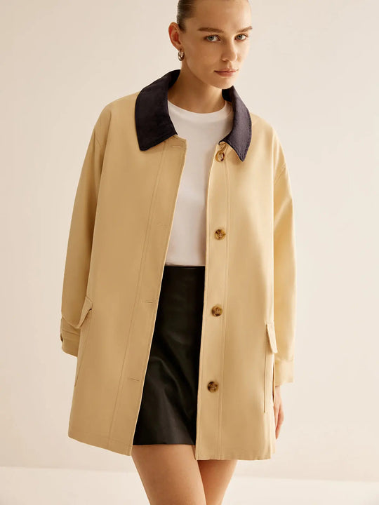 EB | Baumwolljacke mit Kontrastkragen und Knöpfen
