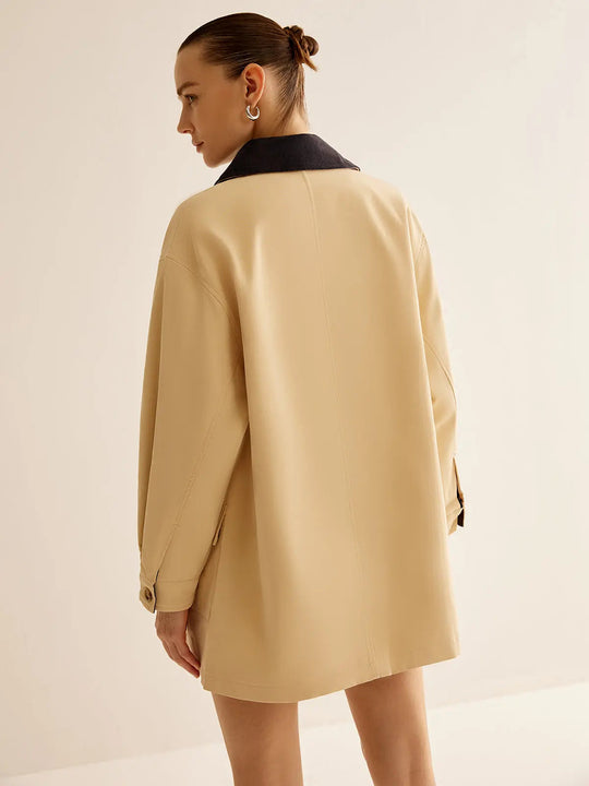 EB | Baumwolljacke mit Kontrastkragen und Knöpfen