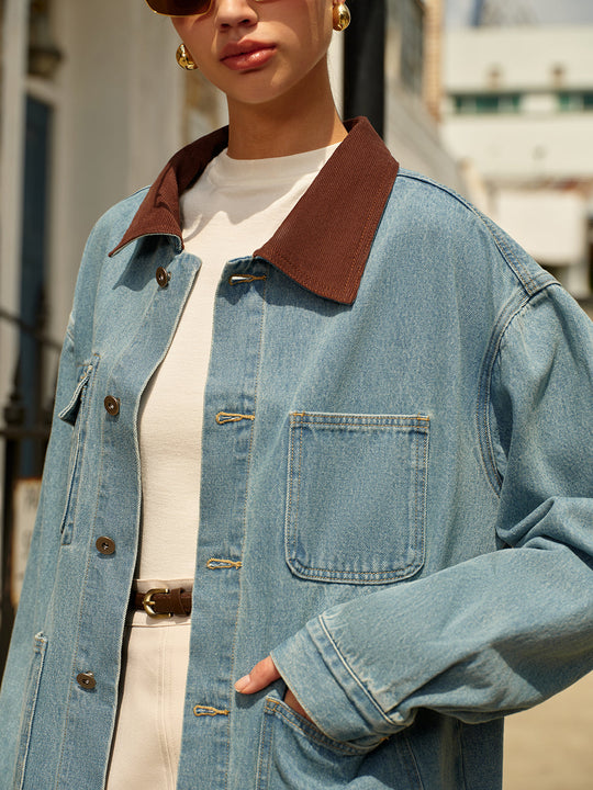 EB | Kragen Vielseitige Denimjacke