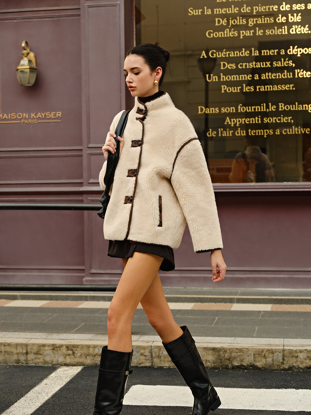 EB | Kontrastpaspel Fleecejacke