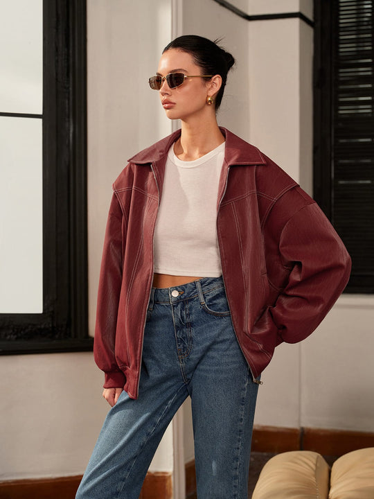 EB | Bordeauxrote Jacke mit Sportivem Akzent