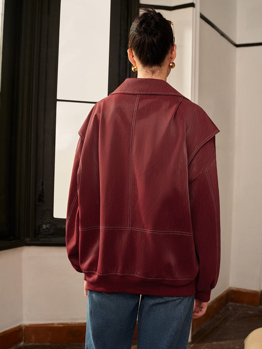 EB | Bordeauxrote Jacke mit Sportivem Akzent