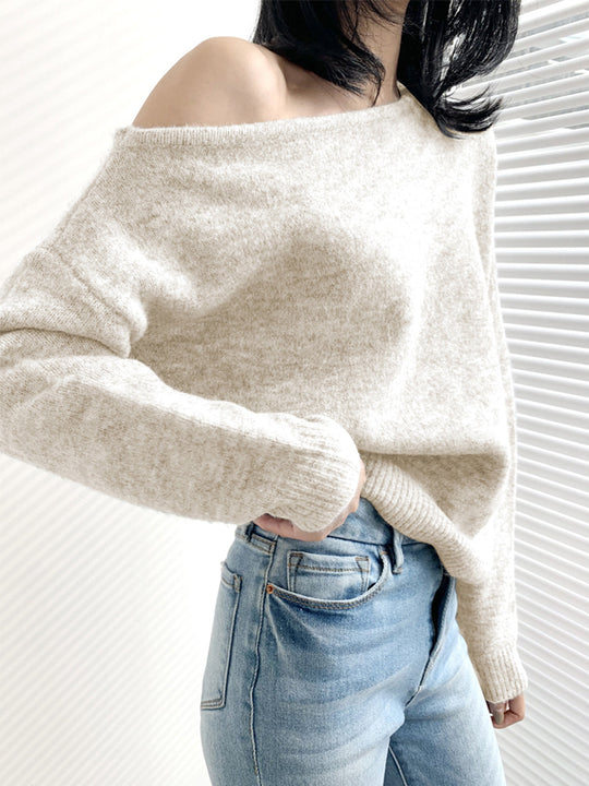 EB | Off-shoulder Strickpullover Weiche Wollmischung Zertifizierte Eleganz
