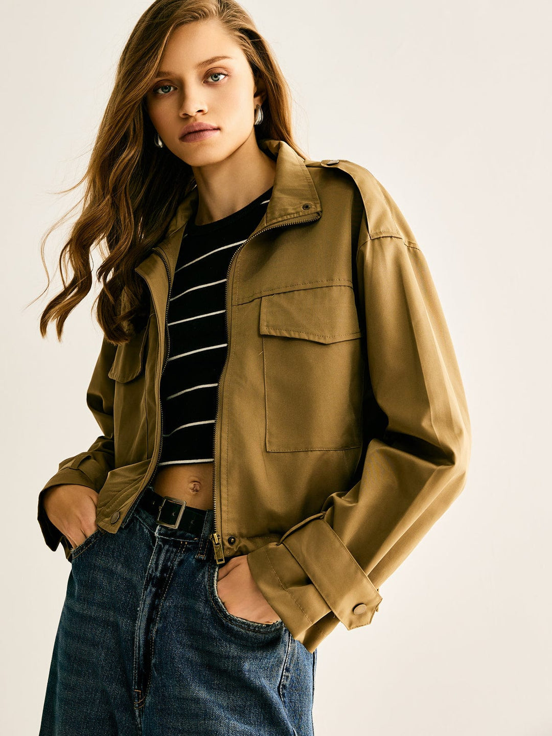 EB | Cropped Utility Jacke Lässig, Modern & Vielseitig