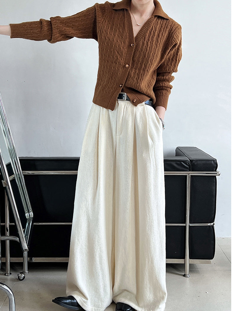EB | Rippstrickcardigan mit Kragen V-ausschnitt Klassisch und Warm