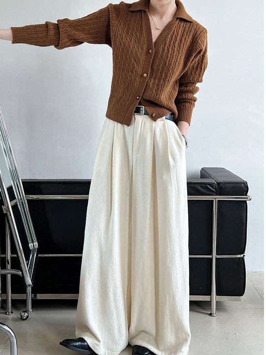 EB | Rippstrickcardigan mit Kragen V-ausschnitt Klassisch und Warm
