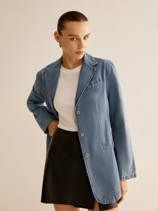EB | Denimjacke mit Knopfverschluss Klassischer Schnitt Lässig und Vielseitig