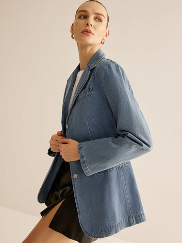 EB | Denimjacke mit Knopfverschluss Klassischer Schnitt Lässig und Vielseitig