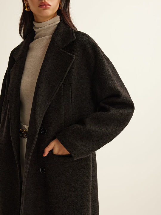 EB | Schwarzer Klassischer Trenchcoat
