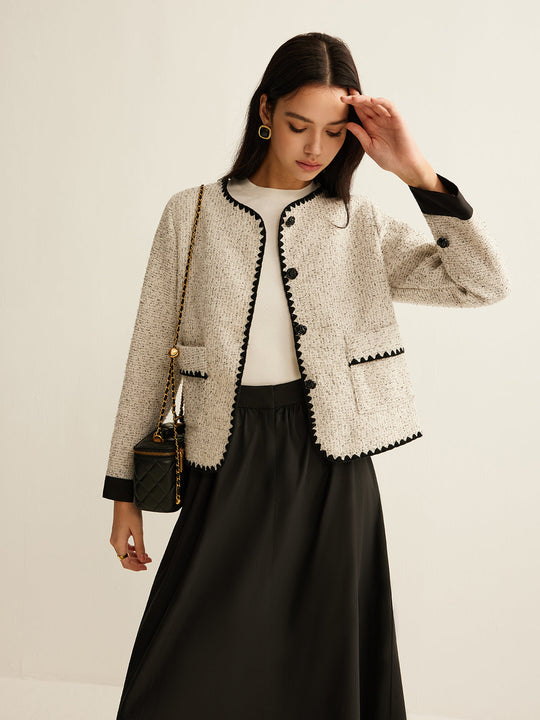 EB | Trim Tweed Kurze Jacke