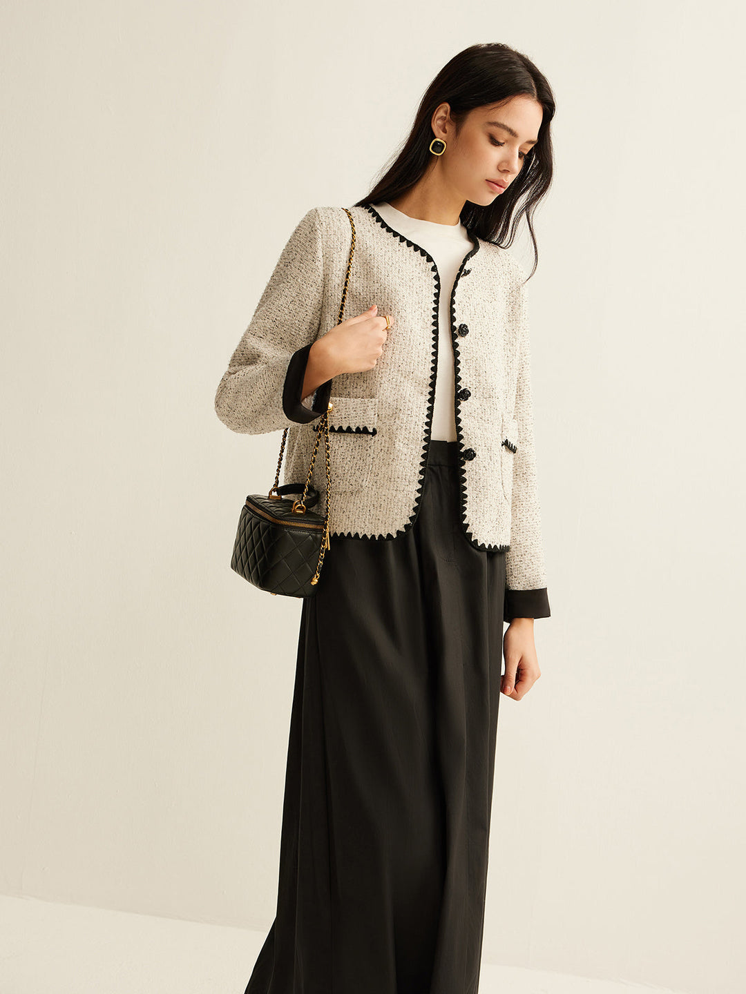 EB | Trim Tweed Kurze Jacke