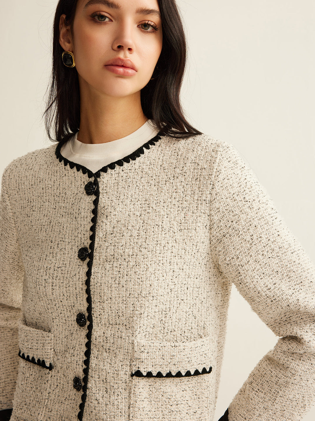 EB | Trim Tweed Kurze Jacke