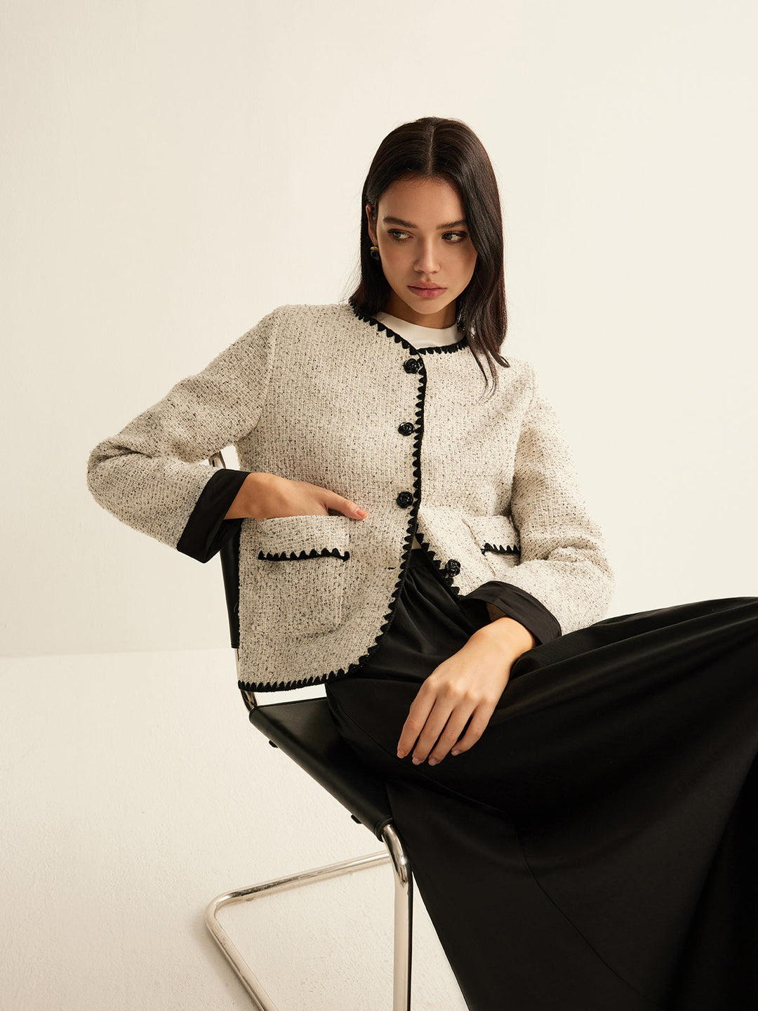 EB | Trim Tweed Kurze Jacke