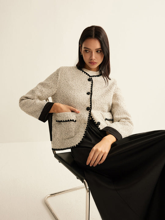 EB | Trim Tweed Kurze Jacke