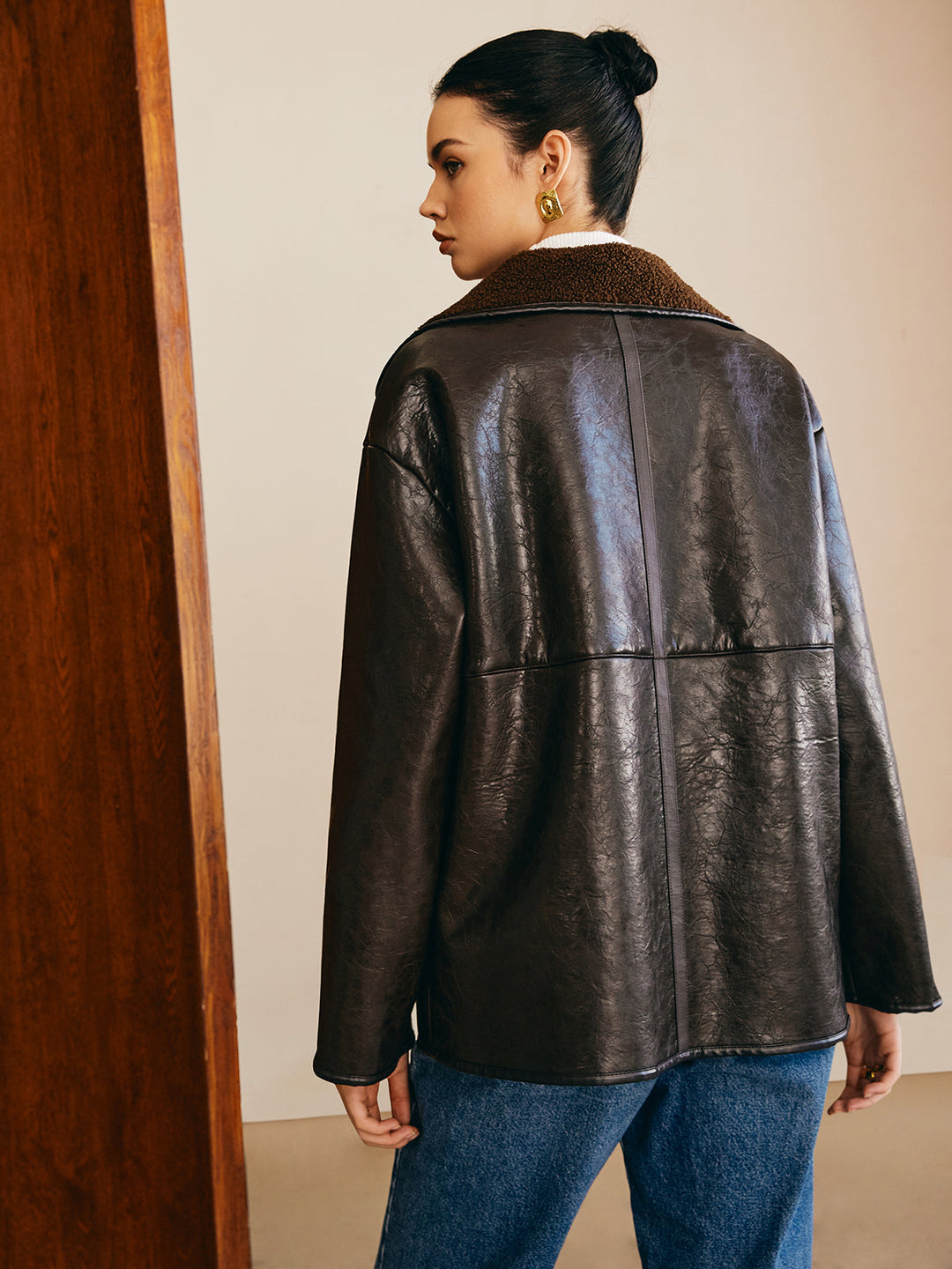 EB | Seitliche Kunstleder Fleecejacke