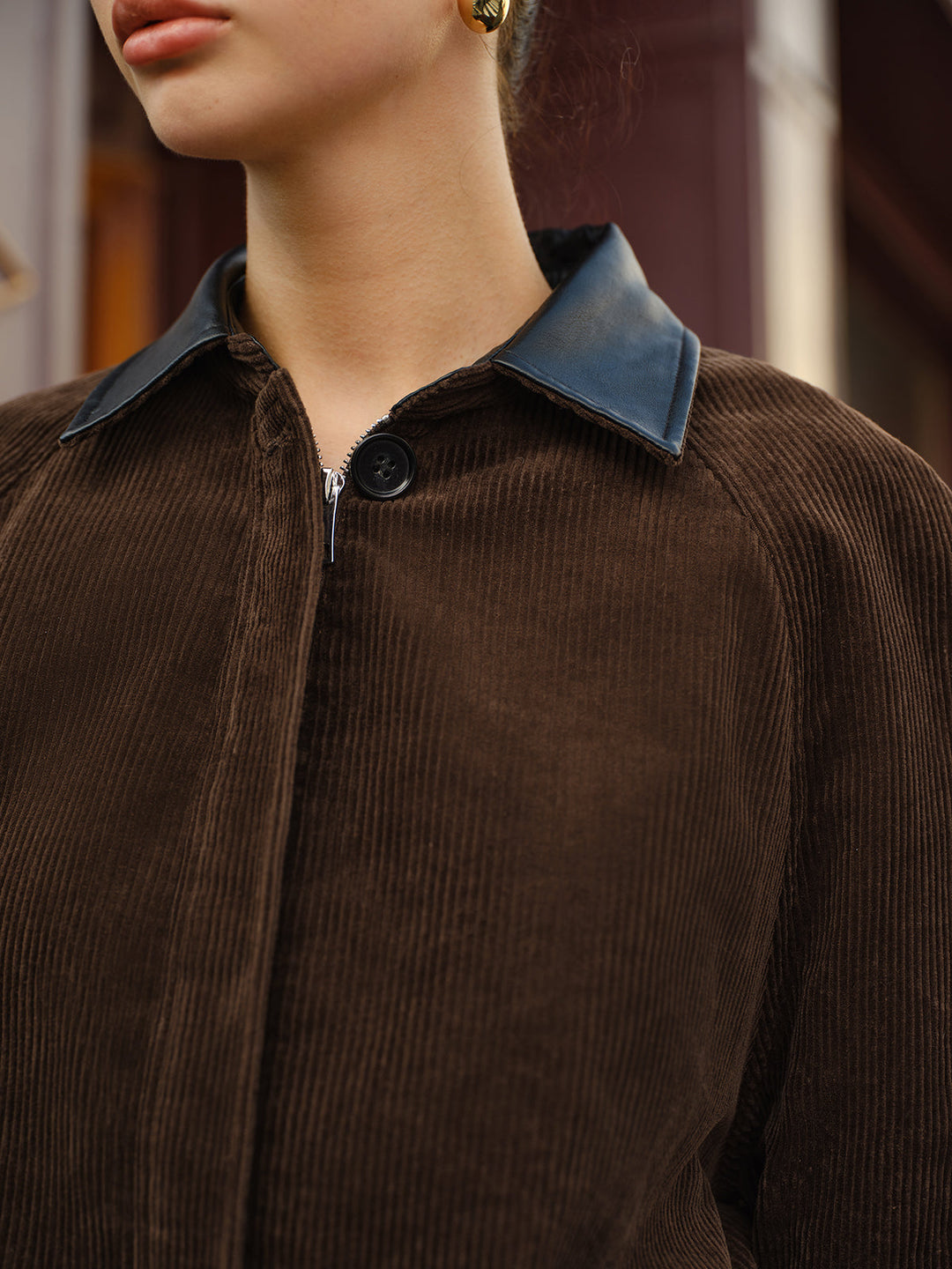 EB | Kragen Cord-Jacke mit Reißverschluss