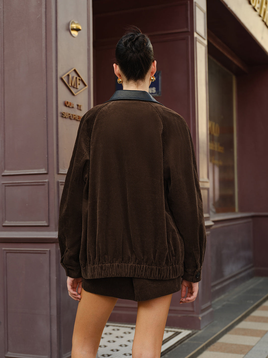 EB | Kragen Cord-Jacke mit Reißverschluss