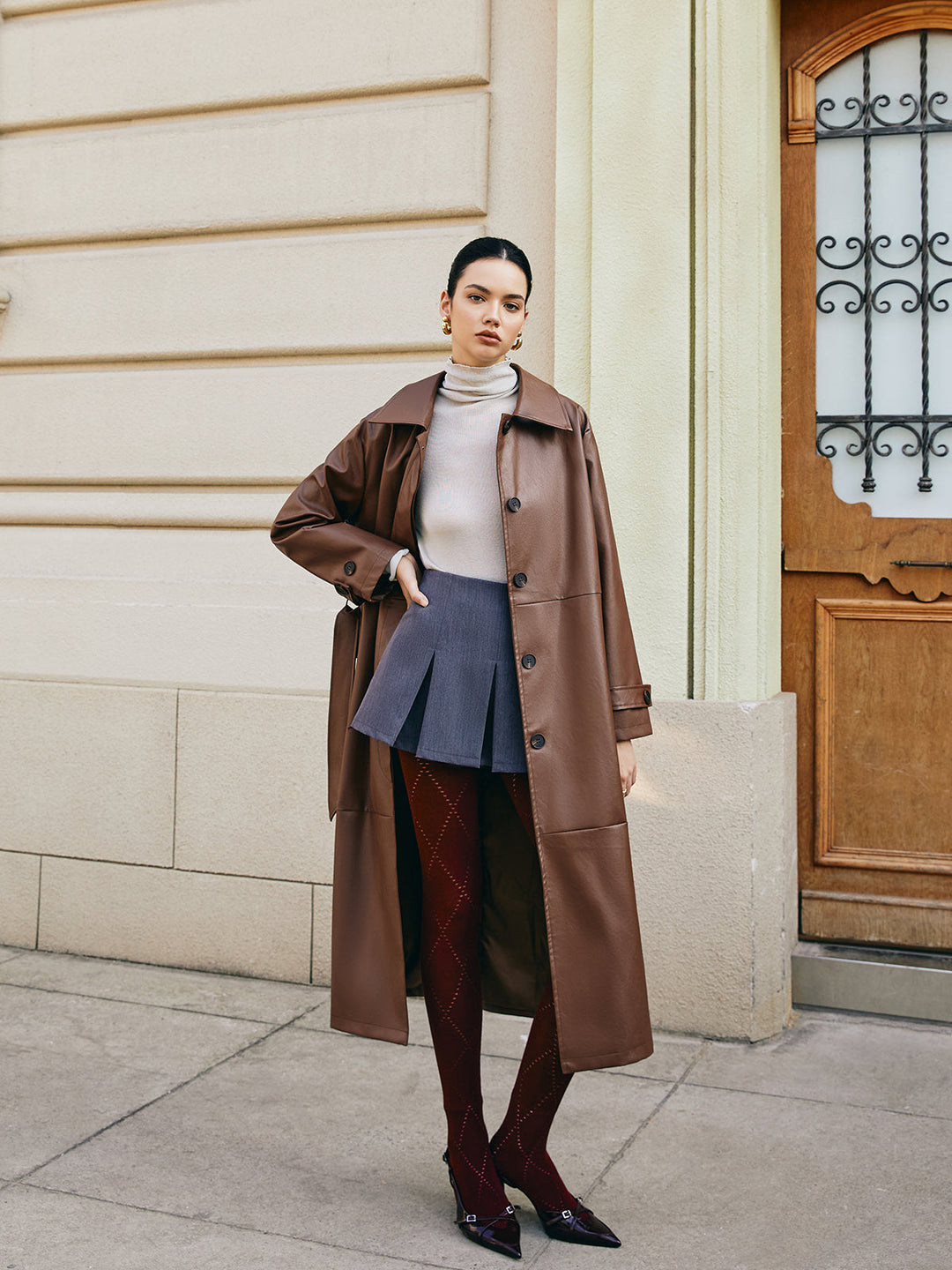 EB | Kunstleder Lange Jacke