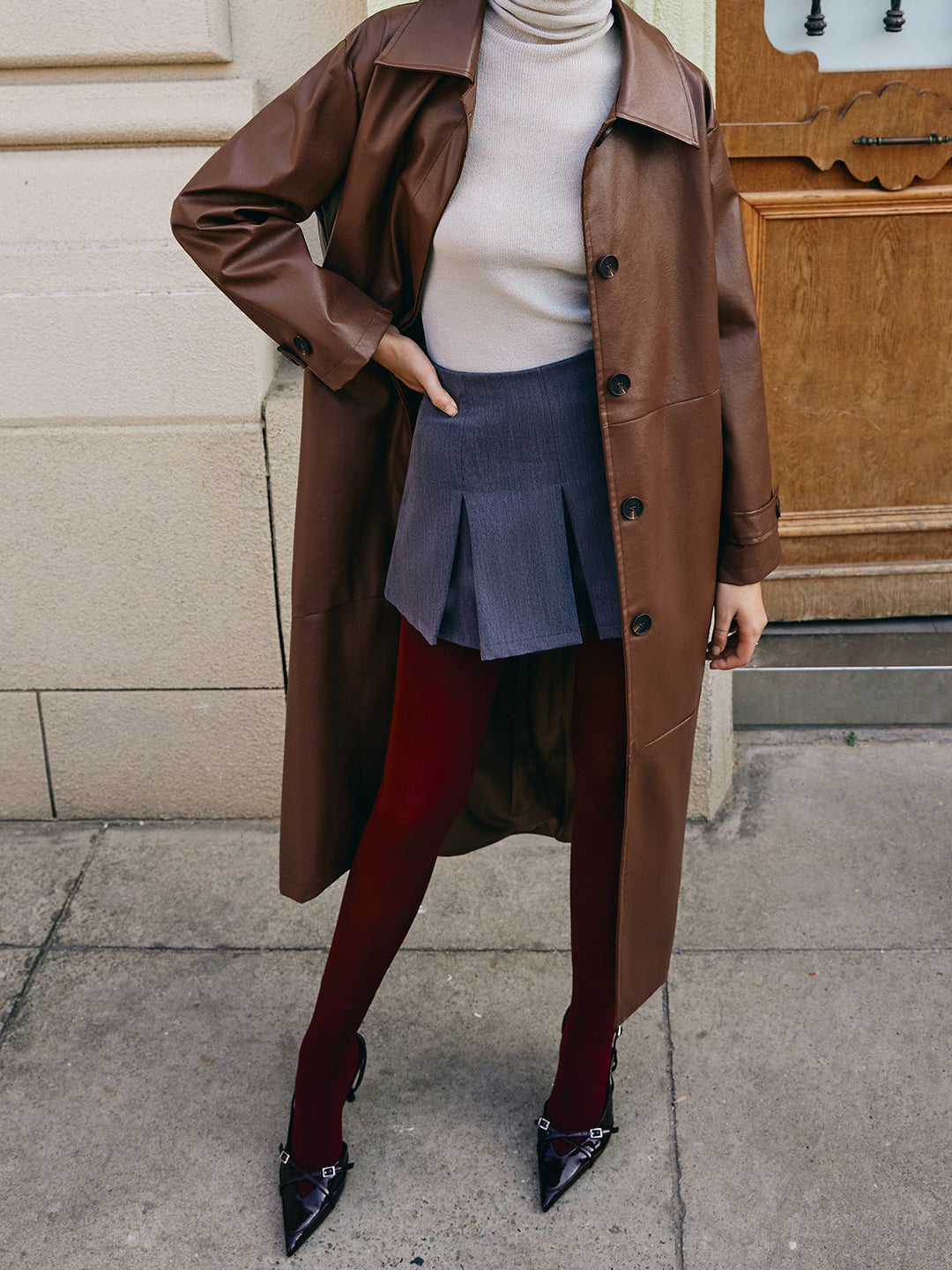 EB | Kunstleder Lange Jacke