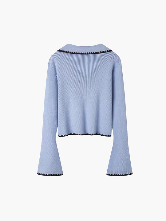 EB | Cardigan mit Kontrastkante und Rüschendetails Schlanker Schnitt Feminin und Schick