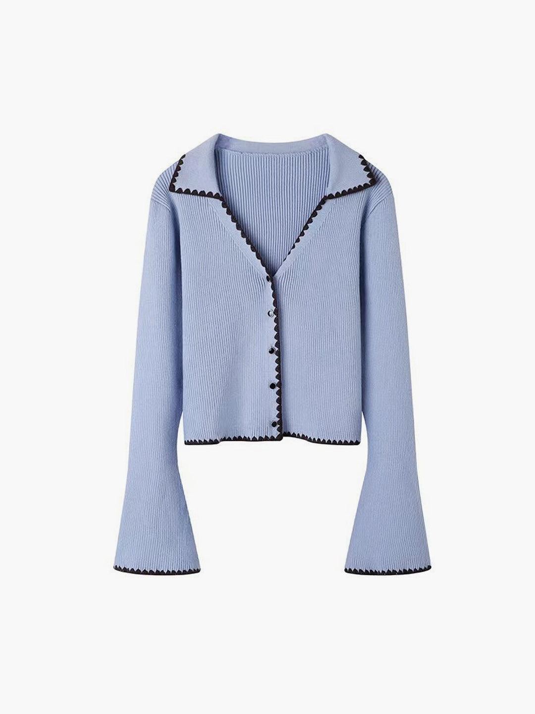 EB | Cardigan mit Kontrastkante und Rüschendetails Schlanker Schnitt Feminin und Schick