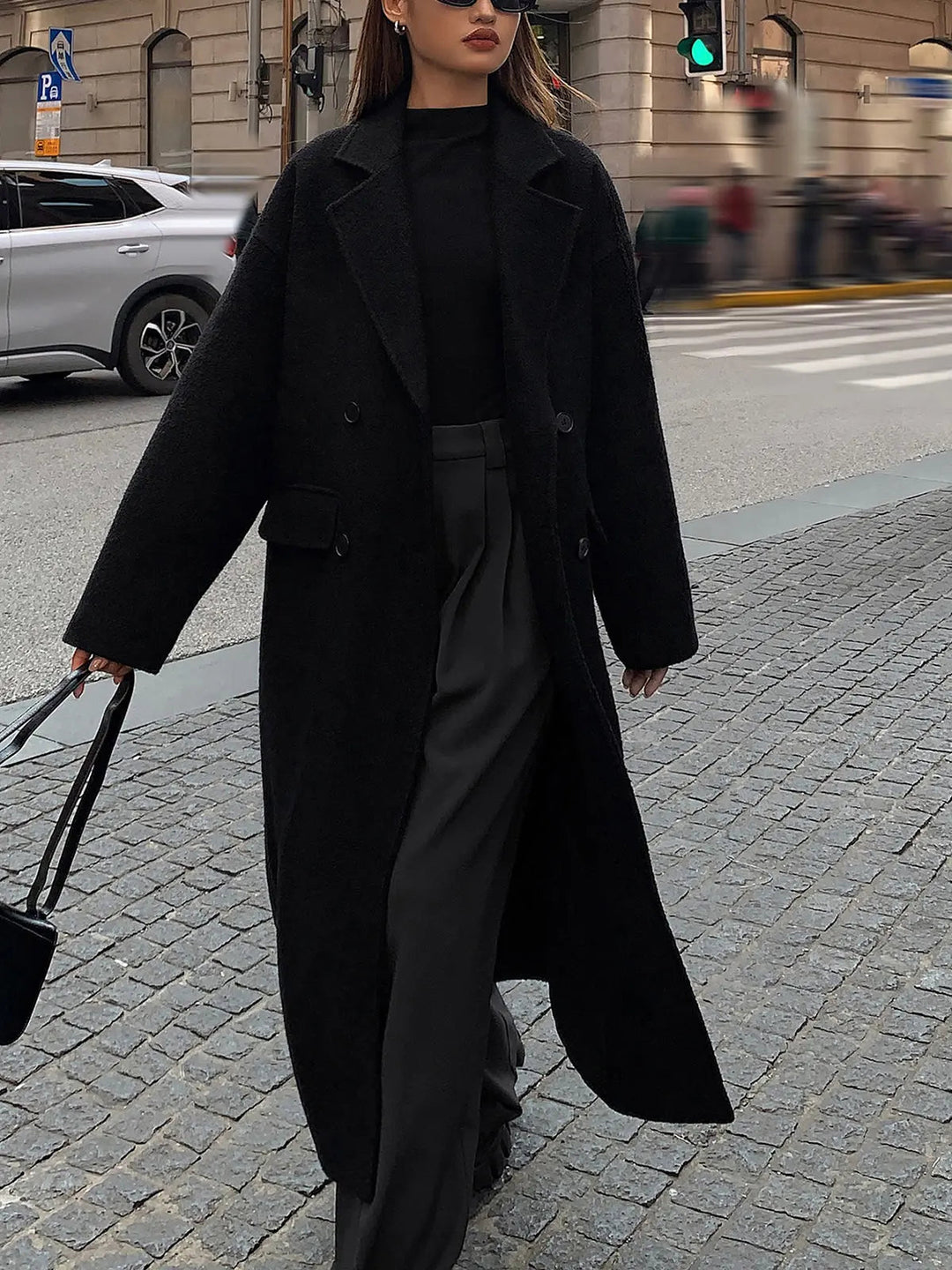 EB | Langer Mantel Aus Tweed Wollmischung