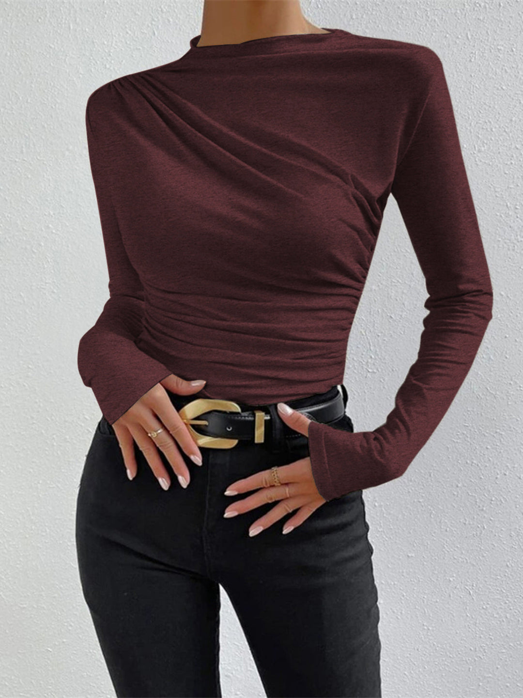 EB | Elegantes Ruching Langarmshirt