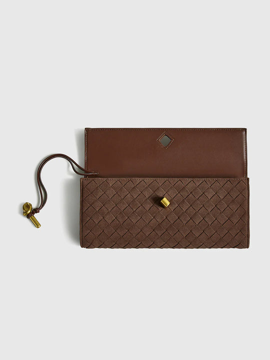 EB | Elegante Braune Gewebte Clutch