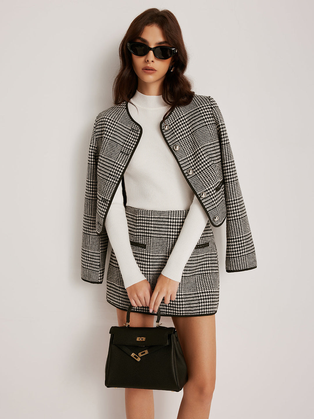 EB | Trim Plaid Knopfjacke
