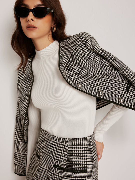 EB | Trim Plaid Knopfjacke