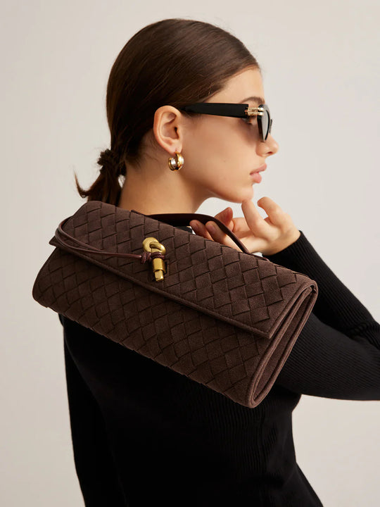 EB | Elegante Braune Gewebte Clutch