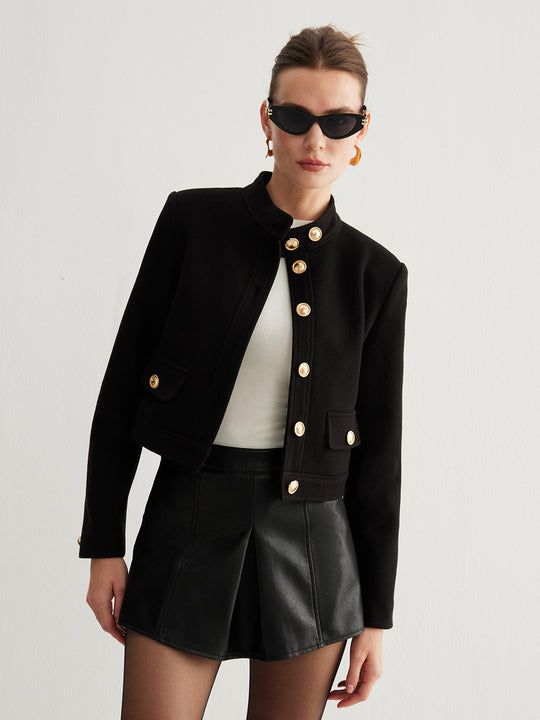 EB | Kragenknopf Tweed Kurze Jacke